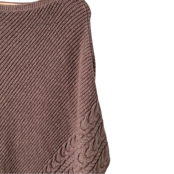 J Jill Poncho Heather Mocha Cable Ribbed Knit Cape Pullover One Size - Picture 6 of 8